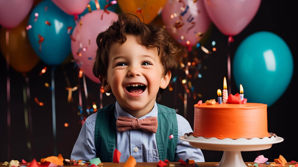 Group of children at a birthday party celebrating with balloons Group of children at a birthday party celebrating with balloons