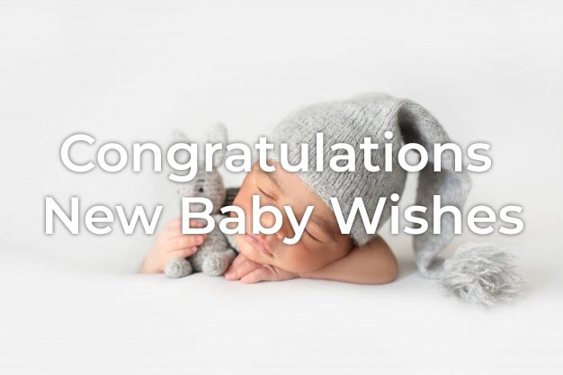 Cute newborn baby with a congratulatory message Cute newborn baby with a congratulatory message