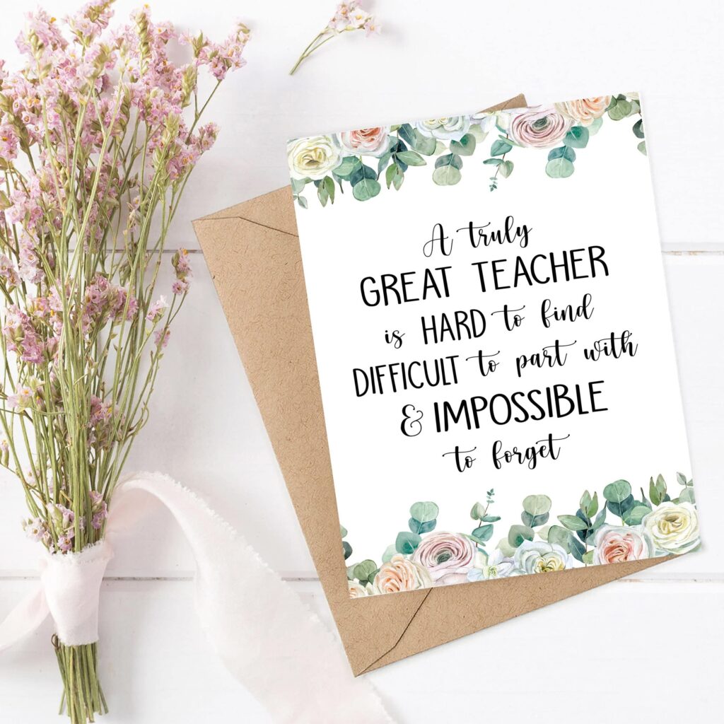 Students presenting a farewell gift to their teacher in a classroom