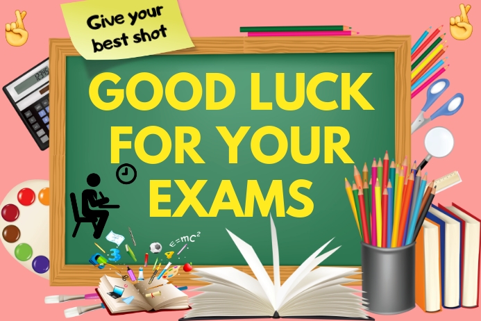Inspirational exam message for daughter with books and study materials