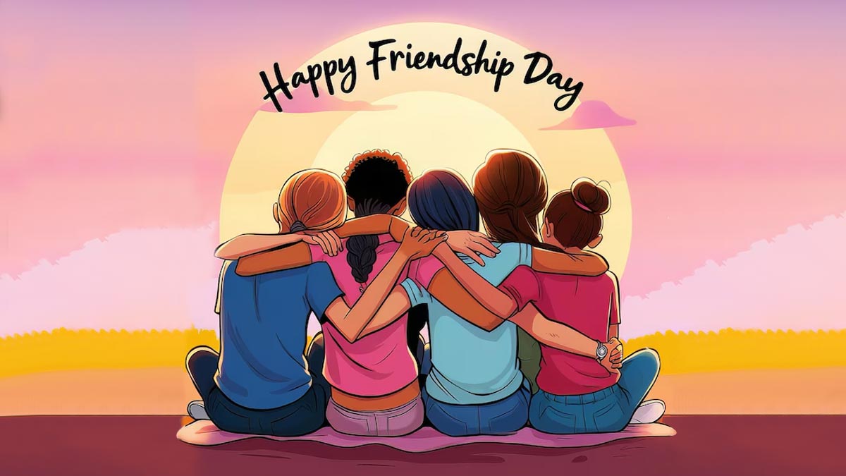 A group of friends enjoying a fun outdoor picnic on Friendship Day