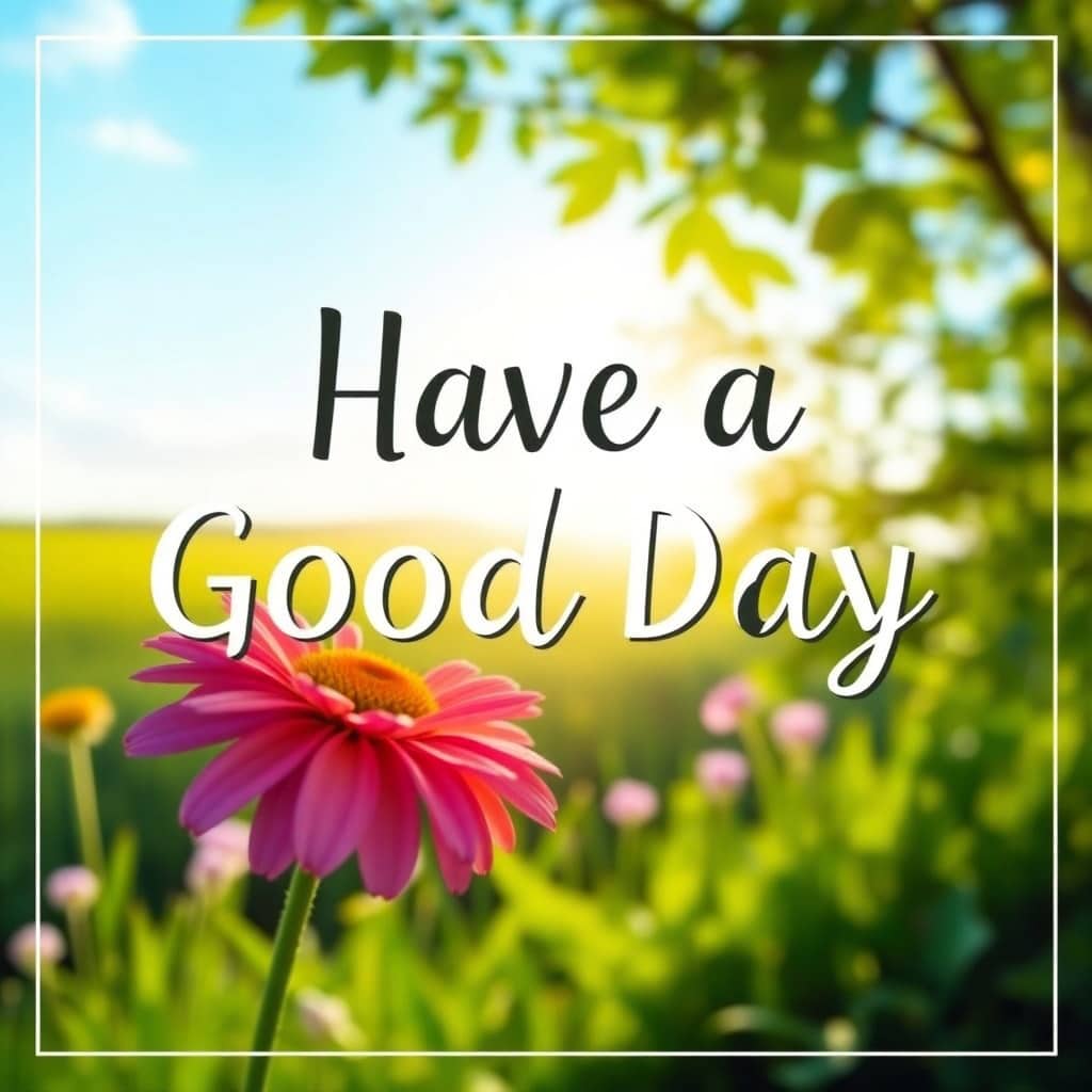 Beautiful sunrise with ‘Have a Good Day’ text overlay Beautiful sunrise with ‘Have a Good Day’ text overlay