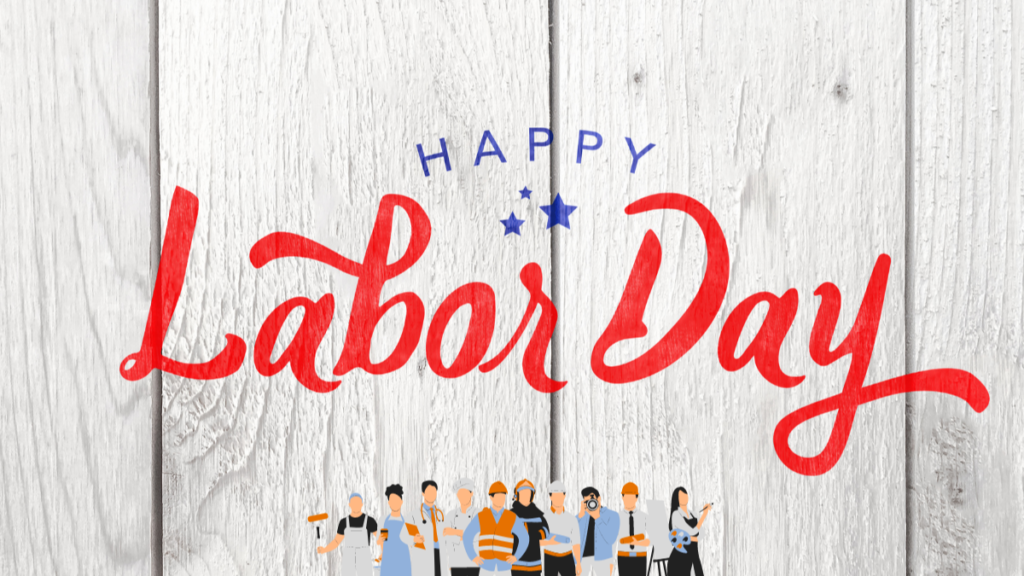 A stylish Labour Day design with 'Happy Labour Day' written in red cursive font on a wooden background, with a group of workers in different professions illustrated below A stylish Labour Day design with 'Happy Labour Day' written in red cursive font on a wooden background, with a group of workers in different professions illustrated below