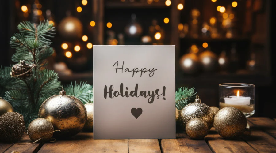 Happy holiday wishes with a warm and cozy background Happy holiday wishes with a warm and cozy background